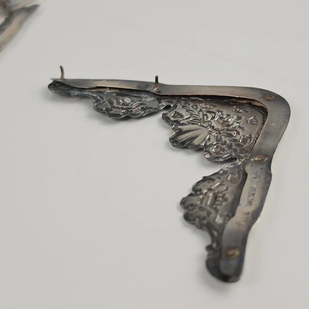 Gorham Antique Sterling Silver Repousse Desk Blotter Corners Set of 4 #737 Crown